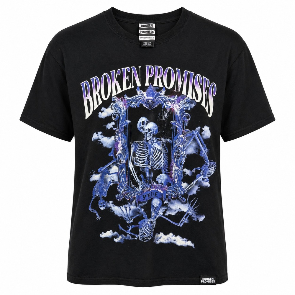 Broken Promises Gothcore Graphic Tee Men Medium Skeleton Grunge Emo Revival